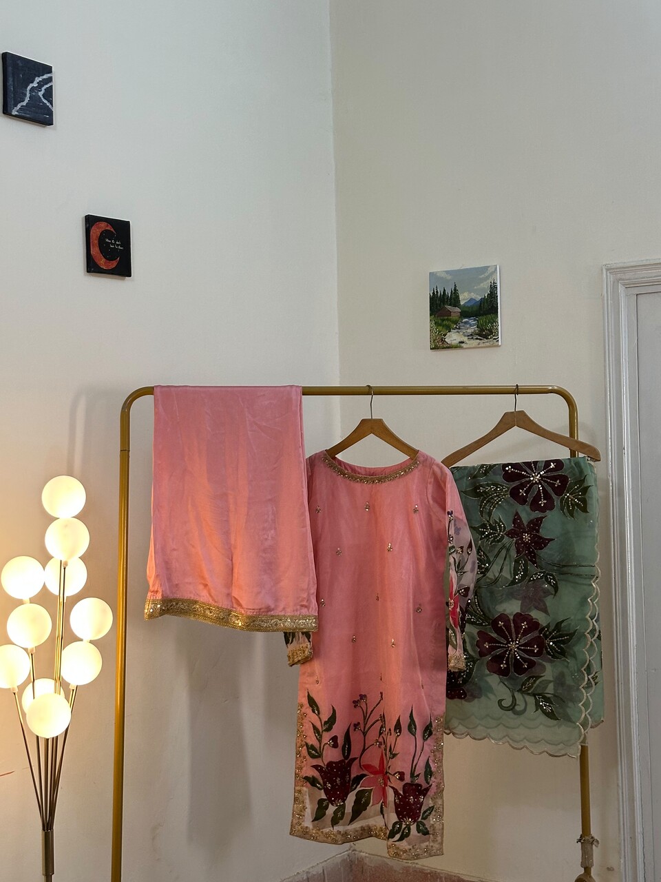 Blush Pink Sharara Suit with Hand Embroidered Florals